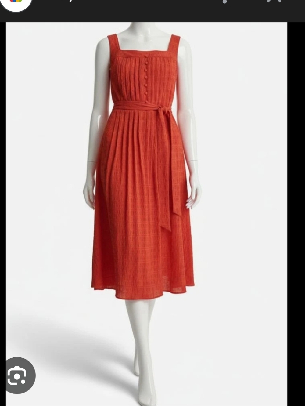 DKNY Red Midi Dress Women’s Size 10 Sleeveless Button Front Tie Waist Summer NWT